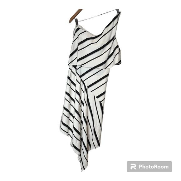 Banana Republic black and white asymmetrical diagonal stripe Size 6 dress - Picture 9 of 11